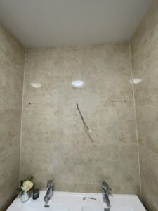 Bathroom wall before LED mirror installation