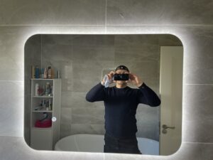 Modern illuminated bathroom mirror installation in County Carlow